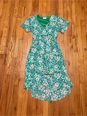 Sienna Sky Green Floral High-Low Wrap Dress size small